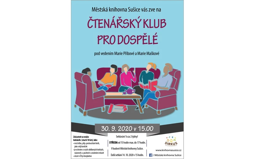 30. 9. 15:00 Čtenářský klub pro dospělé