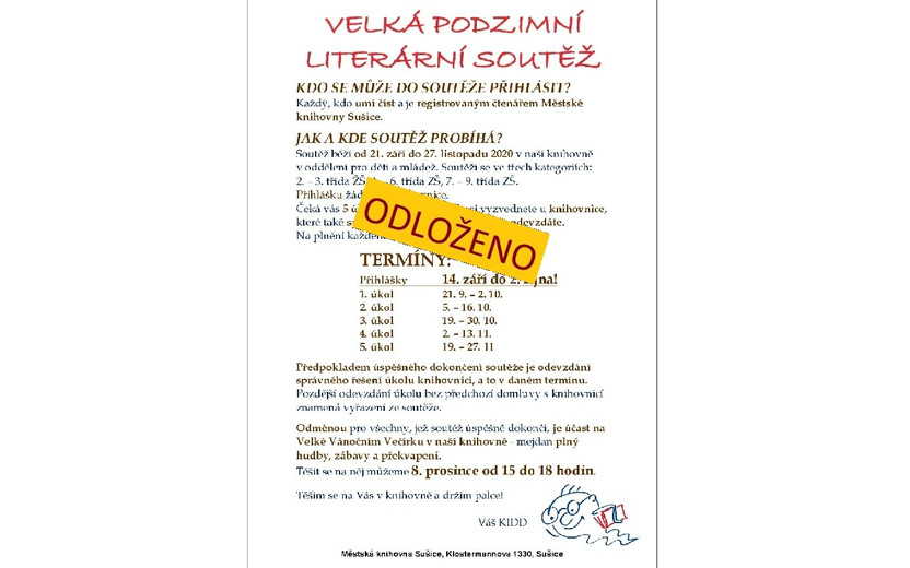 ! ZRUŠENO! VELKÁ PODZIMNÍ LITERÁRNÍ SOUTĚŽ