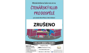 ! ZRUŠENO! 11.11.2020 Čtenářský klub pro dospělé