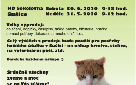 12. CHARITATIVNÍ BAZAR PRO KOČKY BEZ DOMOVA