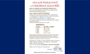 16. 9. - 2. 12. 2022 VELKÁ PODZIMNÍ LITERÁRNÍ SOUTĚŽ