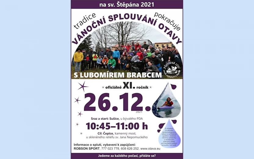 XI. ročník Vánočního splouvání Otavy bude!