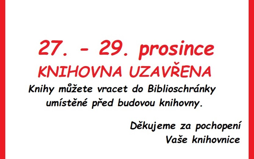 27.-29.12.2023 Knihovna uzavřena 