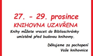 27.-29.12.2023 Knihovna uzavřena 